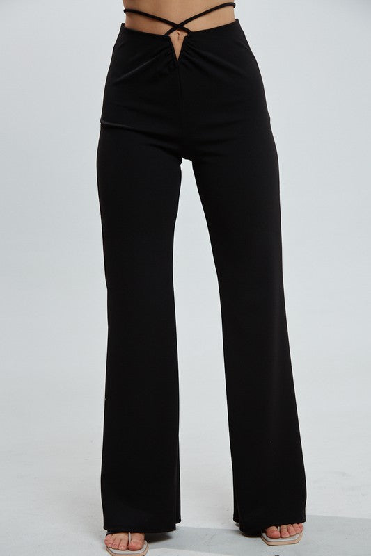 THAT'S A WRAP - Black bell bottom pants Jayli's Runway 