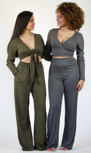 WEEKEND BLISS - 2-Piece Charcoal grey loungewear pant set Jayli's Runway