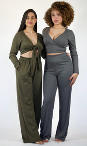 WEEKEND BLISS - 2-Piece Charcoal grey loungewear pant set Jayli's Runway