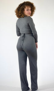 WEEKEND BLISS - 2-Piece Charcoal grey loungewear pant set Jayli's Runway