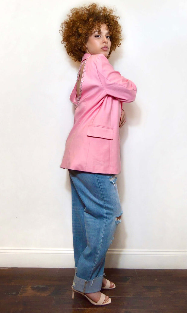 HEART OF DIAMONDS - Pink cutout boyfriend blazer Jayli's Runway 