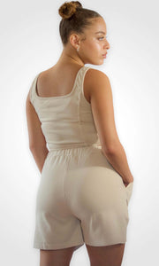 ERRANDS TO RUN - Beige corset and shorts loungewear Jayli's Runway 