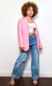 HEART OF DIAMONDS - Pink cutout boyfriend blazer Jayli's Runway 