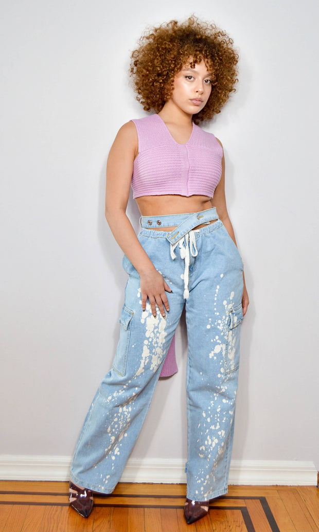 ALL TIED UP - Multi way bleached jeans Jayli's Runway