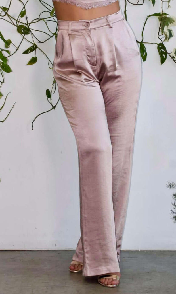 LOVE ME BETTER - Mauve satin dress pants Jayli's Runway