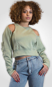 HELLO, HELLO - Sage open back sweatshirt Jayli's Runway