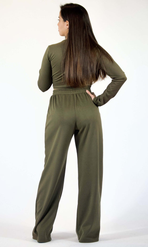 SUNDAY BRUNCH - 2-Piece olive green loungewear pant set Jayli's Runway