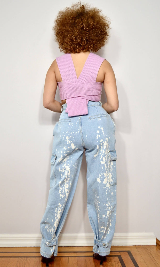 ALL TIED UP - Multi way bleached jeans Jayli's Runway