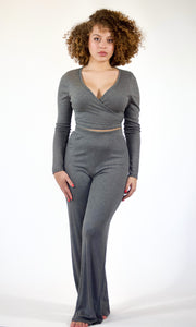 WEEKEND BLISS - 2-Piece Charcoal grey loungewear pant set Jayli's Runway