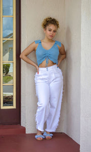 SWEET DAY - Blue crochet top Jayli's Runway