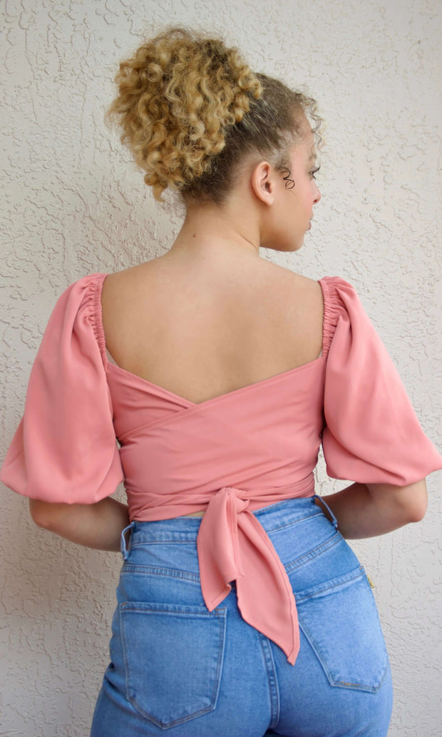 LIFE IS GOOD - Salmon twisted front crop top Jayli's Runway