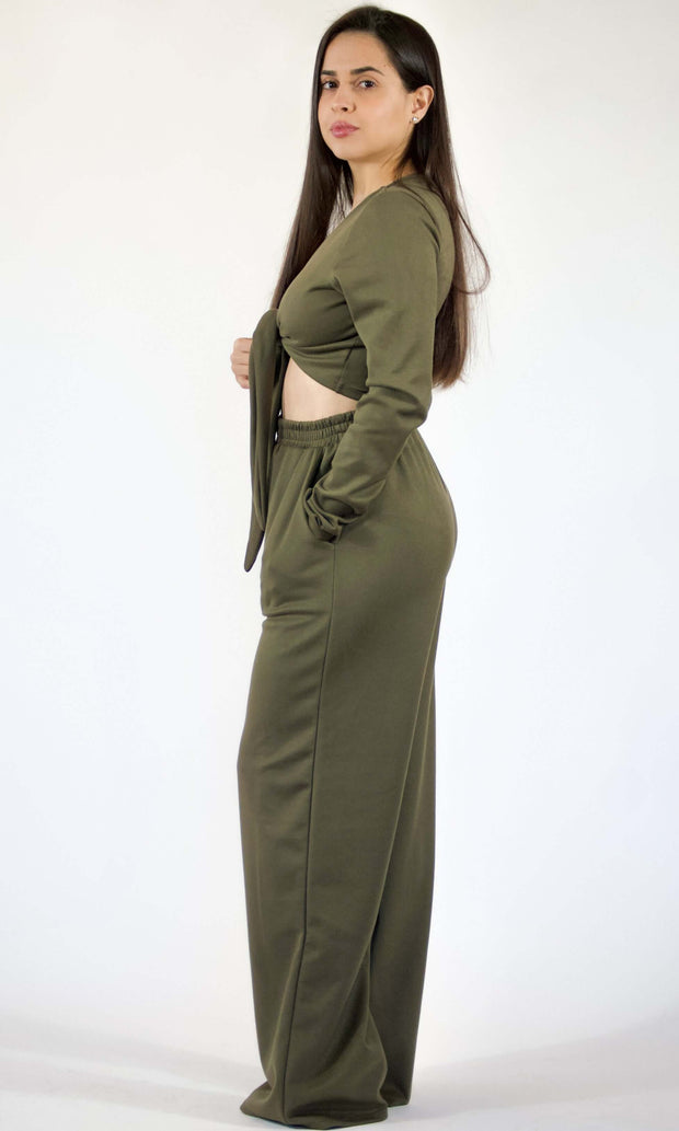 SUNDAY BRUNCH - 2-Piece olive green loungewear pant set Jayli's Runway