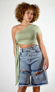 MINTYYY - Mint cropped one shoulder top Jayli's Runway