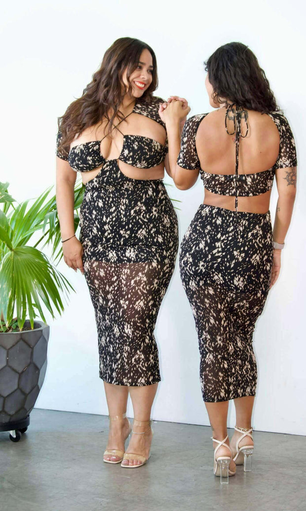 DANGEROUS WOMAN - Cutout mesh midi dress Jayli's Runway
