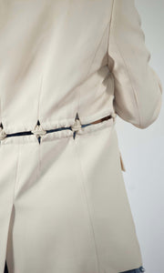 KNOTS OVER YOU - Ivory cutout rope boyfriend blazer Jayli's Runway