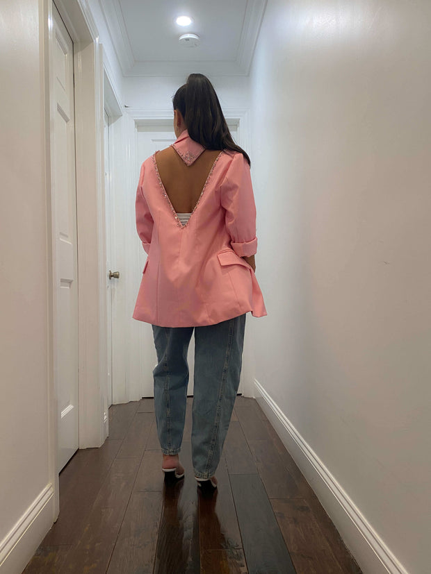 HEART OF DIAMONDS - Pink cutout boyfriend blazer Jayli's Runway 