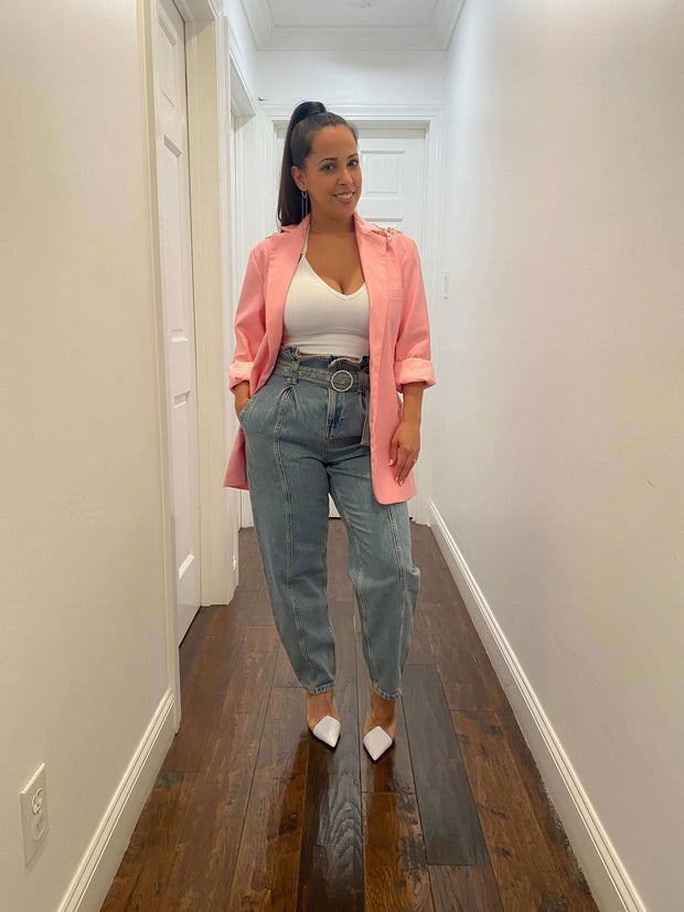HEART OF DIAMONDS - Pink cutout boyfriend blazer Jayli's Runway 