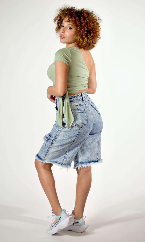 MINTYYY - Mint cropped one shoulder top Jayli's Runway