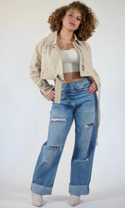 TRENCH SETTER - Cropped trench tan jacket Jayli's Runway