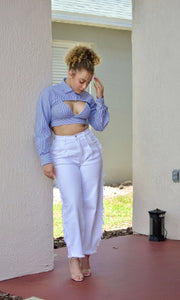 OFF THE RIP - Frayed, paper bag white jeans Vibrant M.I.U.